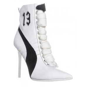 Stylish White and Black Ankle Booties